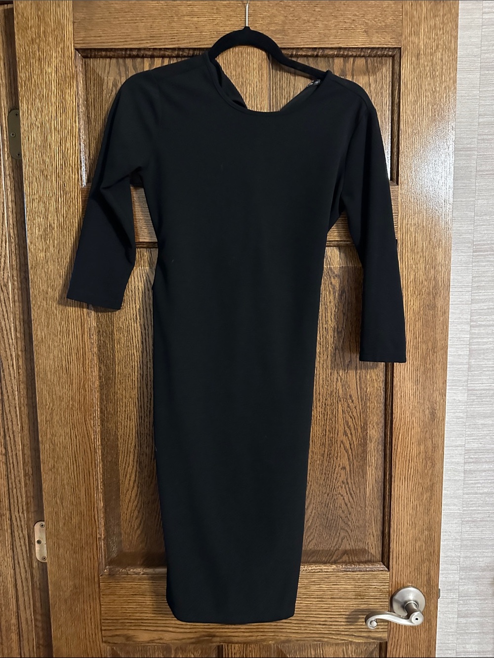 SHEIN Black Long-Sleeve Midi Bodycon Dress